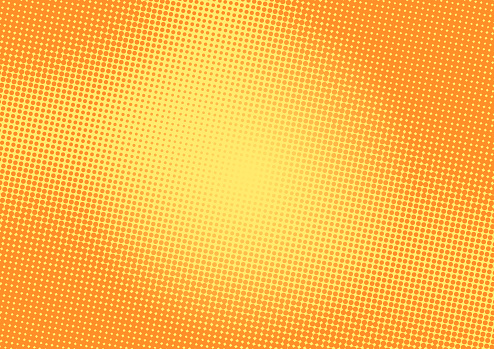 Bright yellow and orange pop art retro background with halftone in comic style, vector illustration eps10