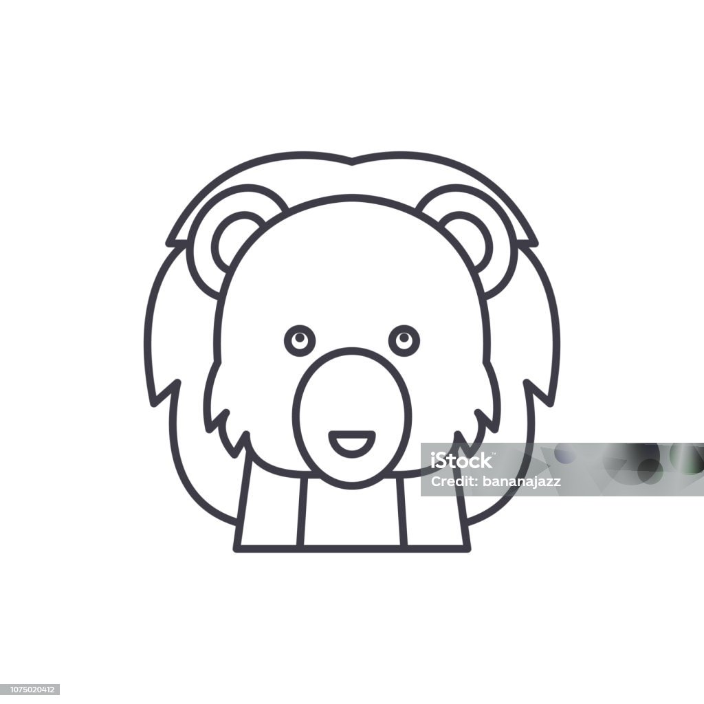 Funny lion line icon concept. Funny lion vector linear illustration, symbol, sign Funny lion line icon concept. Funny lion vector linear illustration, sign, symbol African Culture stock vector
