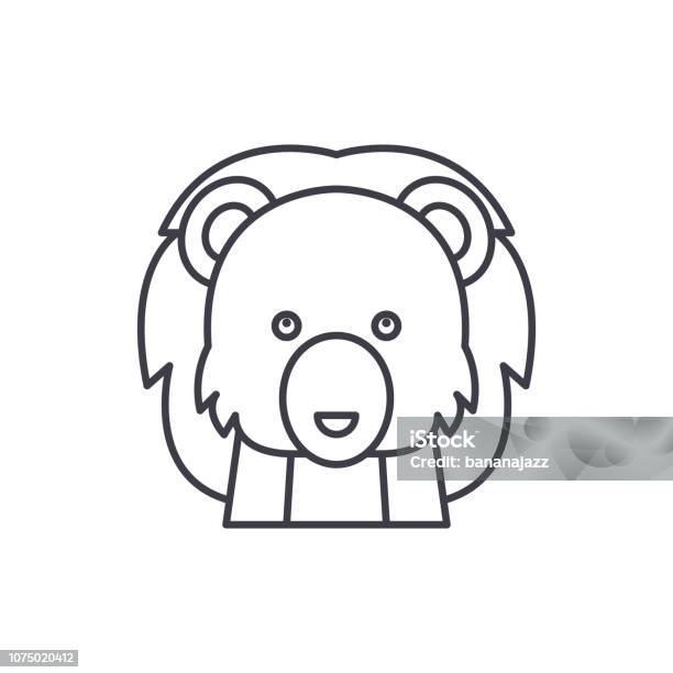 Funny Lion Line Icon Concept Funny Lion Vector Linear Illustration Symbol Sign Stock Illustration - Download Image Now