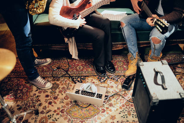 istock Musicians practicing for the gig in home studio. 1075022688