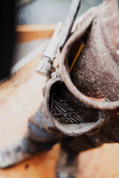 istock Residential Home Construction Site Close-up with toolbelt 1075023436