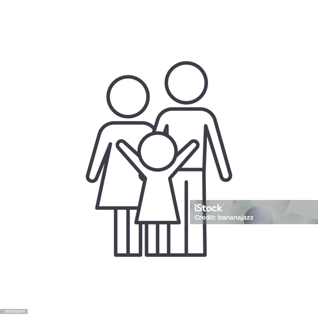 행복 한 가족 라인 아이콘 개념입니다 행복 한 가족 벡터 선형 삽화 상징 기호 가족에 대한 스톡 벡터 아트 및 기타 이미지 - 가족,  개념, 개체 그룹 - Istock