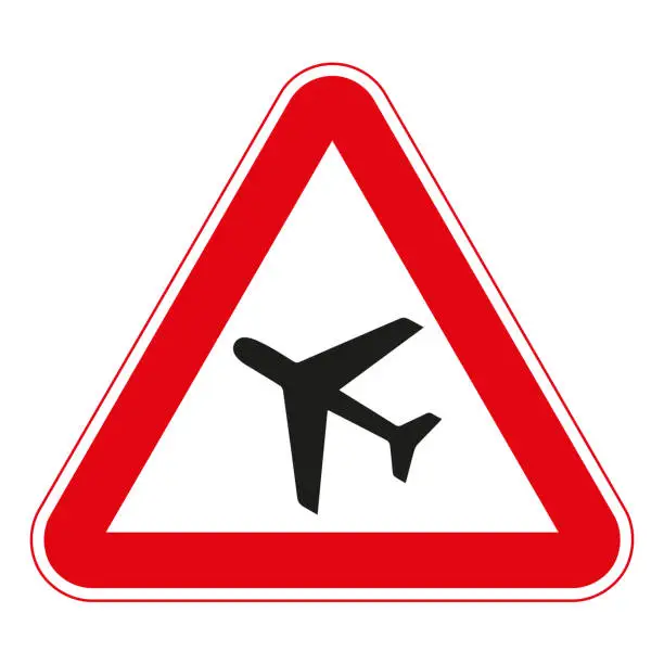 Vector illustration of road signs vector. traffic sign. Low-flying aircraft.