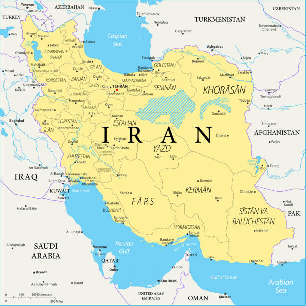 karte von iran - vektor - turkmenistan stock-grafiken, -clipart, -cartoons und -symbole