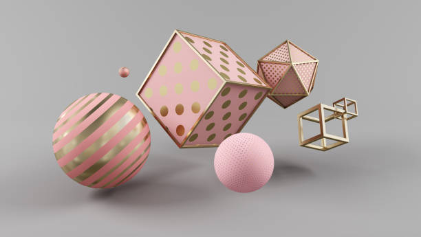 istock Abstract decorative shapes background. 3d illustration. 1075055502