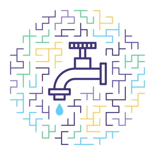 Vector illustration of Safe Drinking Water Line Icon Illustration