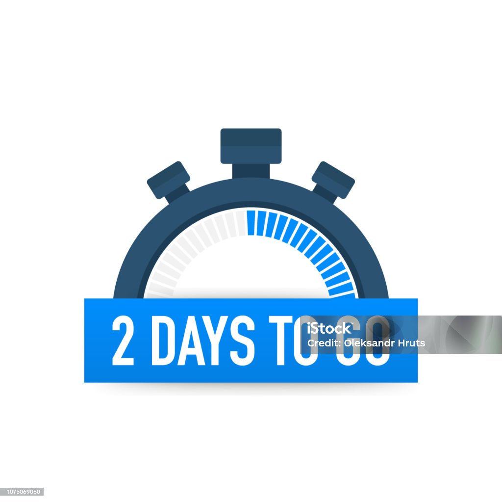 Two days to go. Time icon. Vector illustration on white background. Two days to go. Time icon. Vector stock illustration on white background. Countdown stock vector