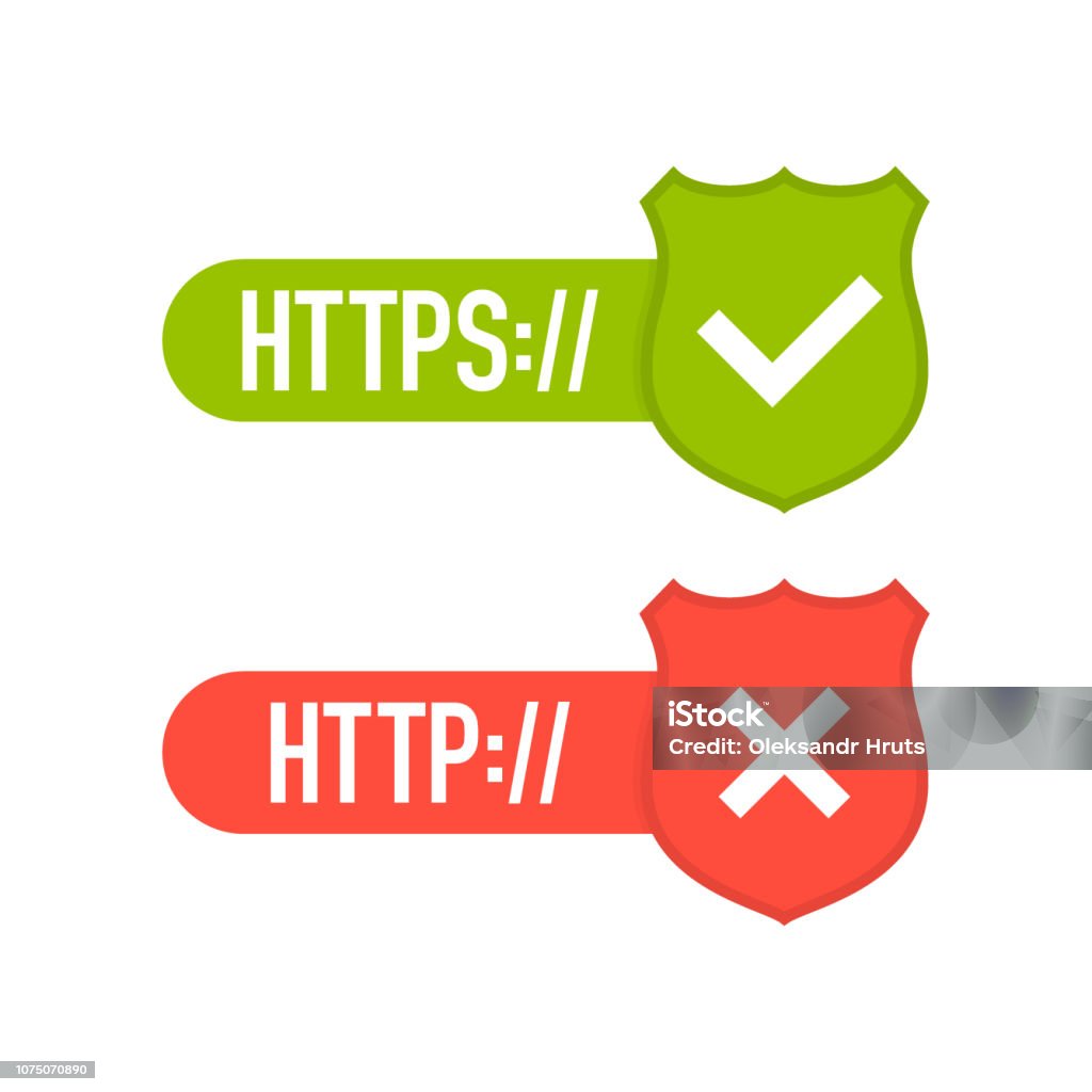 Ilustración de Protocolos Http Y Https En El Escudo Sobre Fondo Blanco ...