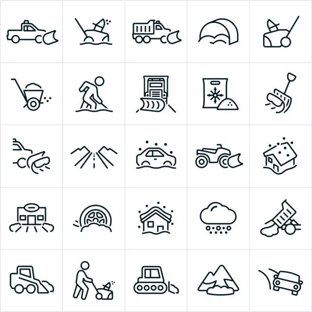 Vector illustration of Snow Removal Icons