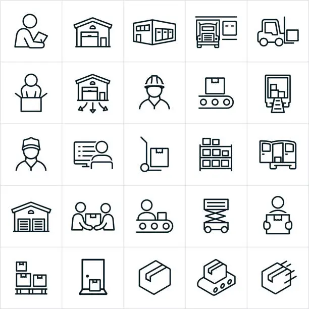 Vector illustration of Distribution Warehouse Icons