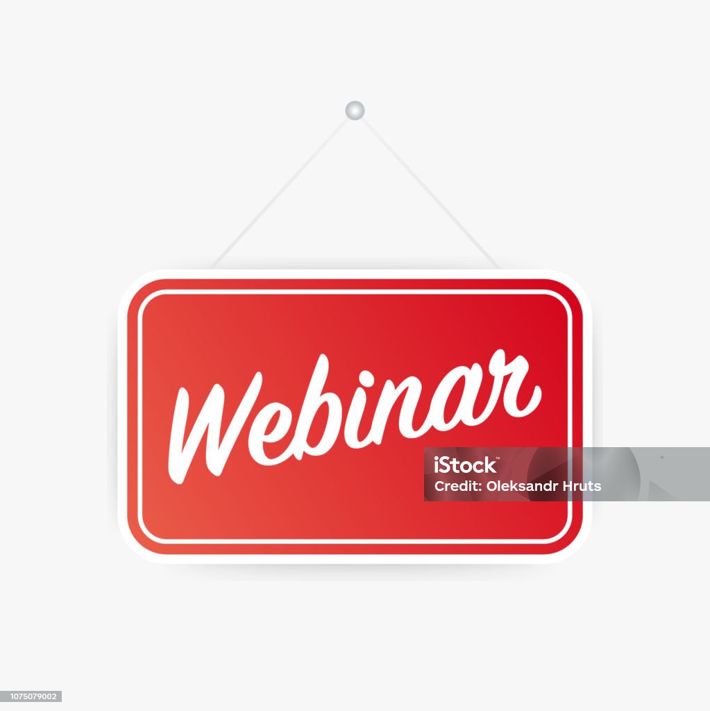 Webinar Hanging Sign On White Background Sign For Door Vector