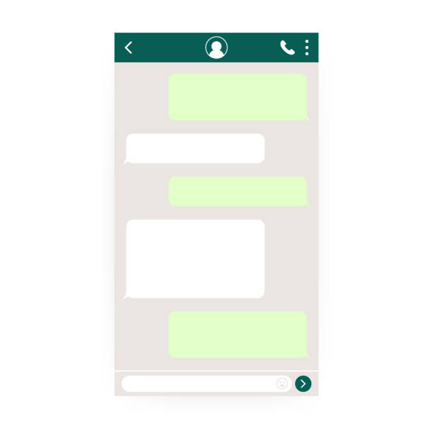 mock-up von mobile messenger. chat-app-vorlage. soziale netzwerk-konzept. vektor-illustration. - vocalizing stock-grafiken, -clipart, -cartoons und -symbole