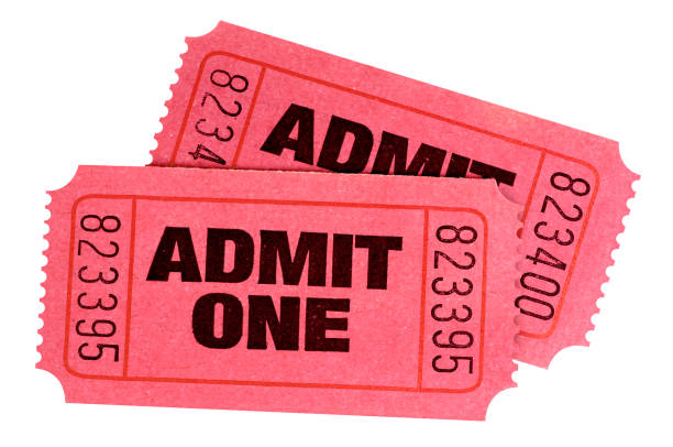 istock Two red admit one tickets isolated white background. 1075095892
