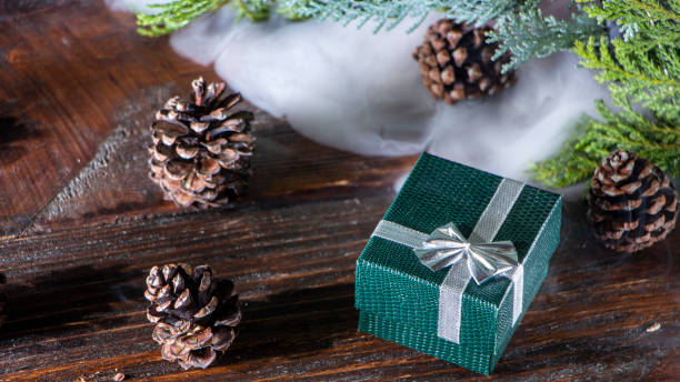 istock New Year's background with gifts, conifer branches. 1075099030