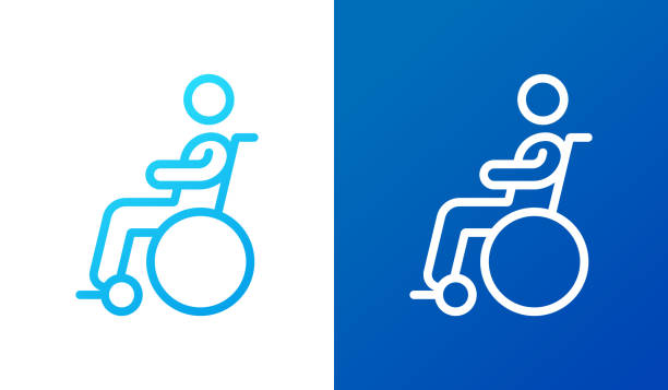 illustrazioni stock, clip art, cartoni animati e icone di tendenza di simbolo disabilità - disabled accessible boarding sign