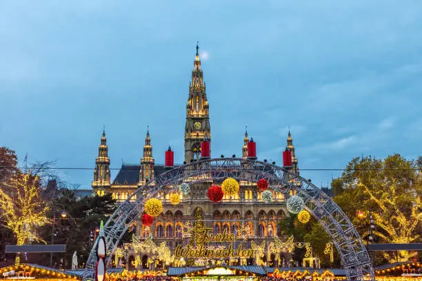 Photo of Christmas market in Vienna, Austria, Europe