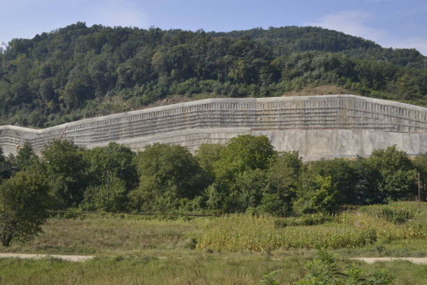 istock Retaining wall on the hill near the expressway 1075110286