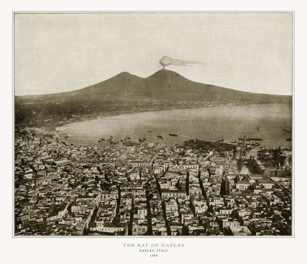 The Bay of Naples, Italy, Antique Italian Photograph, 1893 Antique Italian Photograph: The Bay of Naples, Italy, 1893. Source: Original edition from my own archives. Copyright has expired on this artwork. Digitally restored. naples italy photos stock pictures, royalty-free photos & images