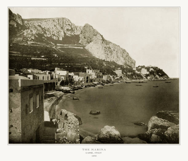 marina, capri, itálie, starožitná italská fotografie, 1893 - nákladní přístav fotky - stock snímky, obrázky a fotky