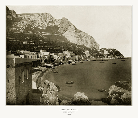 Antique Italian Photograph: The Marina, Capri, Italy, 1893. Source: Original edition from my own archives. Copyright has expired on this artwork. Digitally restored.