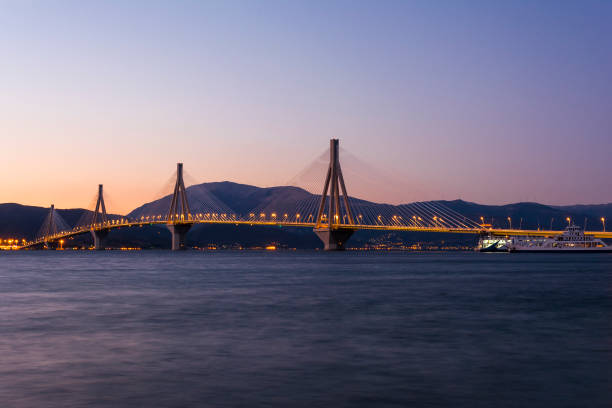 istock View of Rio-Antirio bridge at dusk, Greece 1075127514