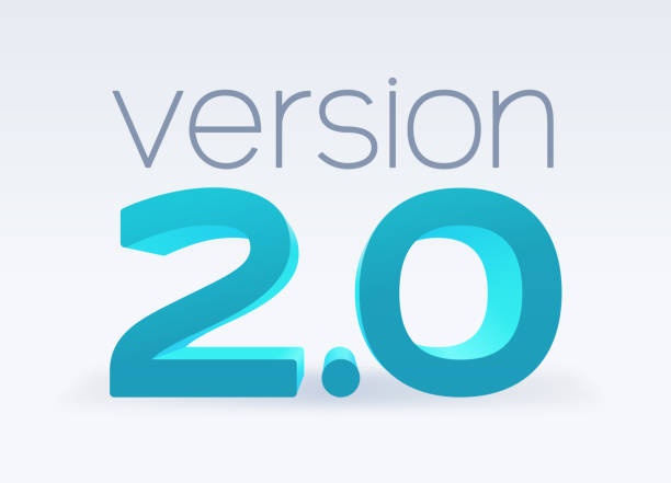 version 2.0 neues produkt veröffentlichen - web 2 0 stock-grafiken, -clipart, -cartoons und -symbole