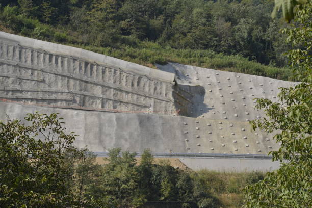 istock Retaining wall on the hill near the expressway 1075130352