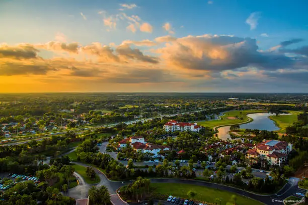 Photo of Amazing aerial sunset panorama view