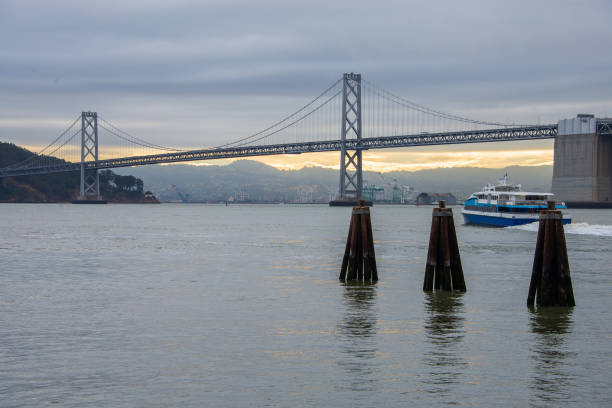 june 21, 2017, usa. san francisco downtown under bay bridge, usa. - retro revival marin county california usa imagens e fotografias de stock