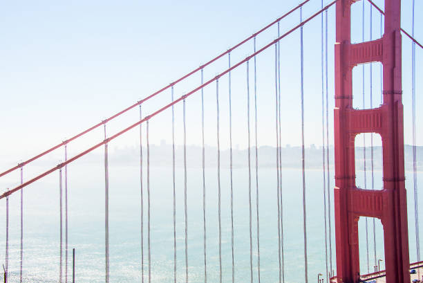 21 giugno 2017, usa. dettagli del golden gate bridge a san francisco california usa. - hyde street foto e immagini stock