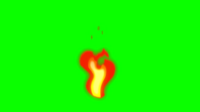 Animation of Fire Burning - Cartoon Fire - Green Box - Infinite Loop