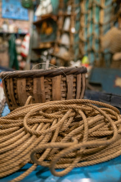 istock Rustic wood background fishing net 1075150178