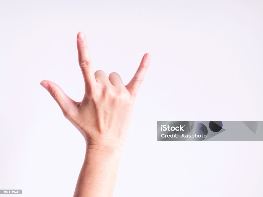 Hand sign meaning I love you; shoot at the back of the hand. Hand signs showing thumb, forefinger and little finger, up that meaning I love you; but shoot at the back side of the hand on white background. Alphabet Stock Photo Hand sign meaning I love you; shoot at the back of the hand. Hand signs showing thumb, forefinger and little finger, up that meaning I love you; but shoot at the back side of the hand on white background. Alphabet Stock Photo