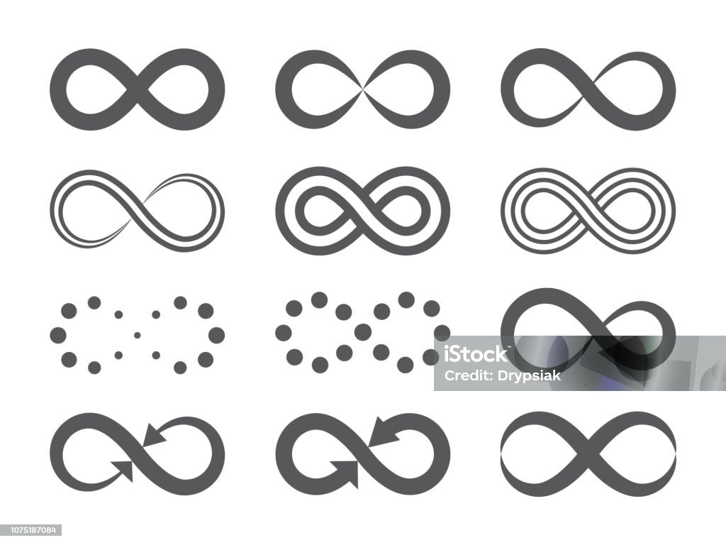 Black Infinity Symbols Repetition Icons And Signs Illustration On White ...