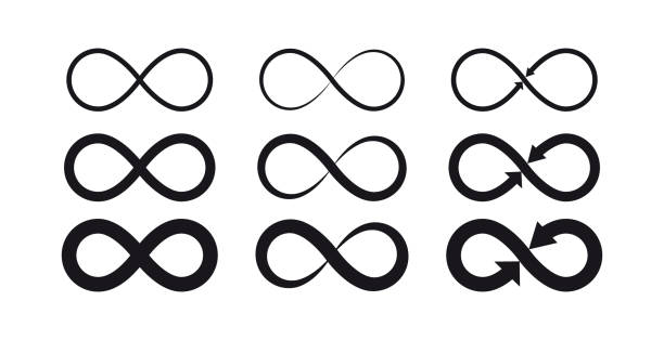 Infinity symbols. Eternal, limitless, endless, life logo or tattoo concept. Vector illustration flat design of infinity symbols. Eternal, limitless, endless, life logo or tattoo concept. eternity stock illustrations