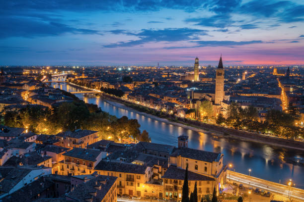 istock Beautiful Verona night view 1075232324