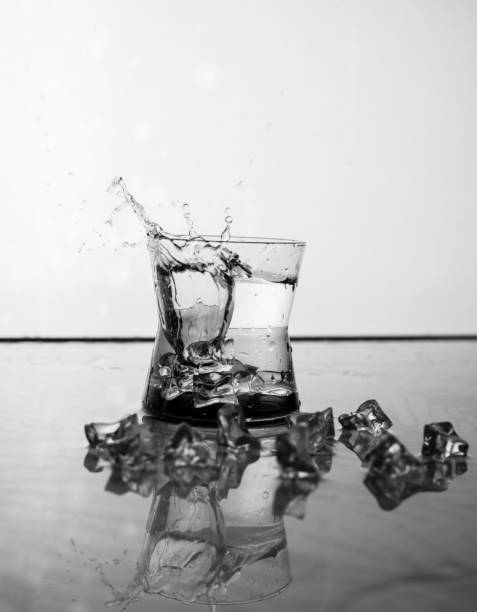 Splash water in a glass.