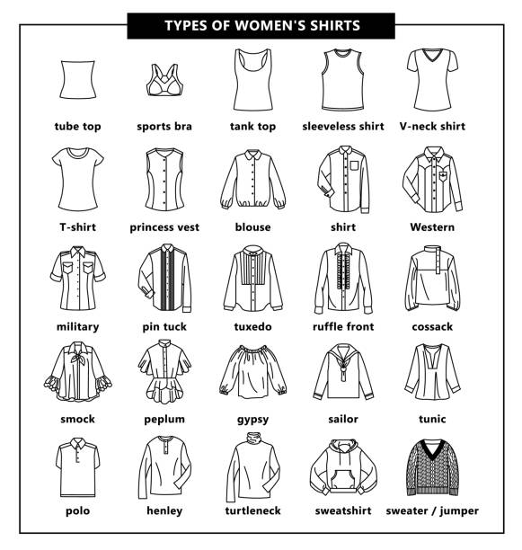 Types Of Womens Shirts Stock Illustration - Download Image Now - Button  Down Shirt, Blouse, Icon Symbol - iStock