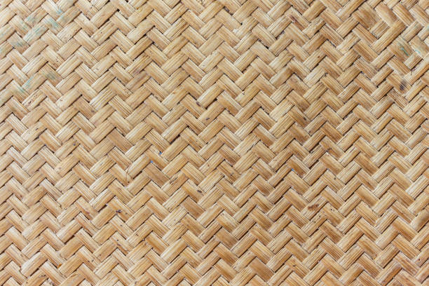 bambu do weave de fundo. - woven bamboo art close up - fotografias e filmes do acervo