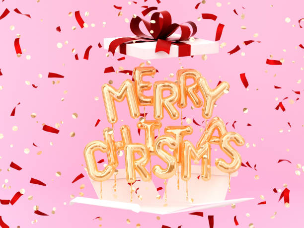 istock Merry Christmas gold text and gift on festive background 1075312362