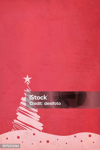 istock Rose pink colored dotted Xmas tree over maroon red colored rippled effect gradient grunge vector Christmas background. Illustration 1075315164