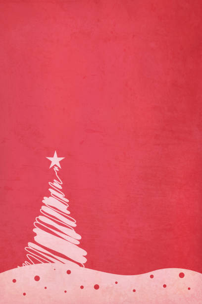Rose pink colored dotted Xmas tree over maroon red colored rippled effect gradient grunge vector Christmas background. Illustration Rose pink colored dotted Xmas tree over maroon red colored rippled effect gradient grunge vector Christmas background. The tree is made up of a hand scribbled oblique/ slanted stroke, alternating between thin and thick strokes and has a pink pentagram star at the top tip, crest.  The tree is towards the left in the frame and stands over a wavy shaped hill / hillock/ crests and trough, in rose pink color with red bubbles all over. The circular bubbles are of varying size. Can be used as Xmas background, celebration and Christmas/ New Year wallpaper, Xmas greeting card, poster. Copy space. No text. No people. Plain. Velvety texture. pink christmas tree stock illustrations