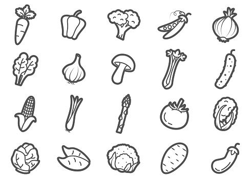 There are various of vegetable prominent line  icons set. Note : an american top 20 favorite vegetables.