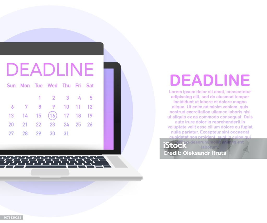 Deadlines Display Dates And Deadlines Banner Computer With Calendar Vector Illustration ...