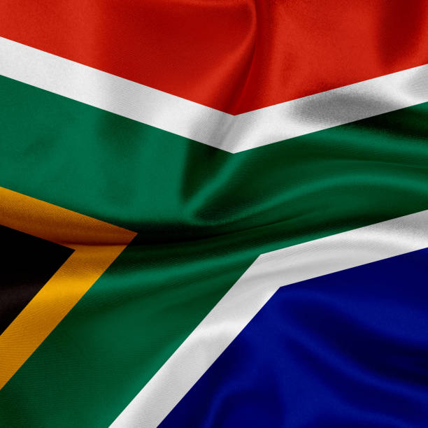 bandiera sudafricana che sventola sfondo - south africa africa south african culture african culture foto e immagini stock