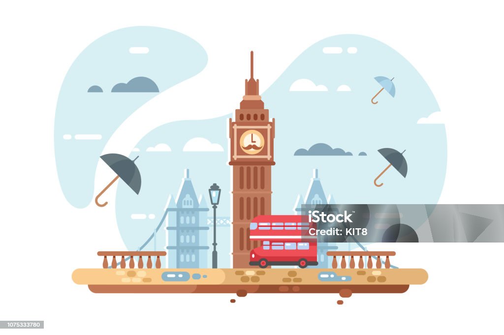 Horizonte de la ciudad de Londres - arte vectorial de Londres - Inglaterra libre de derechos