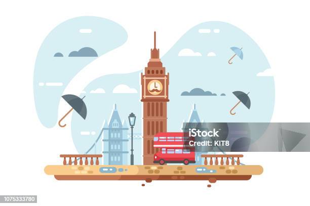 London City Skyline Stock Illustration - Download Image Now - London - England, Bus, Illustration