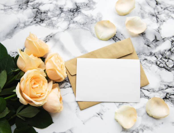 istock Yellow roses and greeting card 1075345044