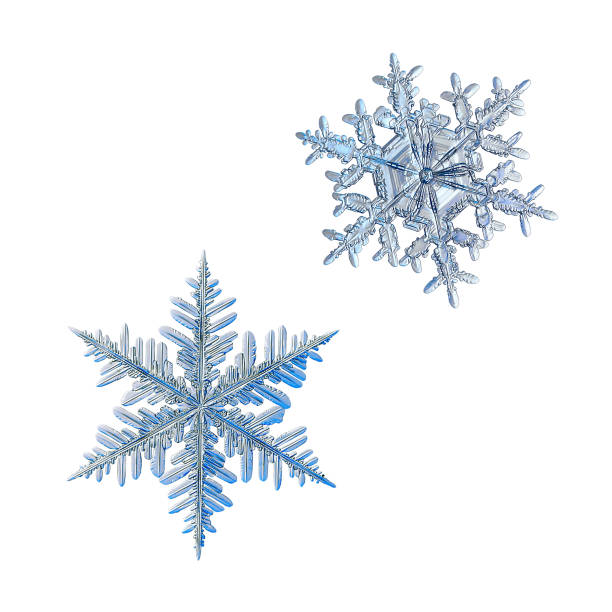 istock Two snowflakes isolated on white background 1075345100