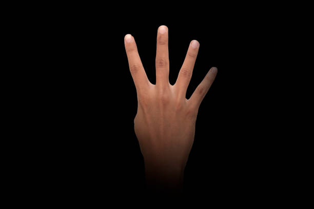istock Male hand finger sign over dark background 1075345222